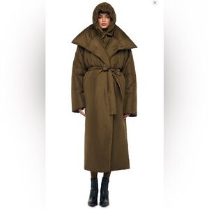 Norma Kamali Olive Puffer Coat
